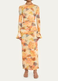 Cinq a SeptNeriah Watercolor Floral Mesh Maxi Dress