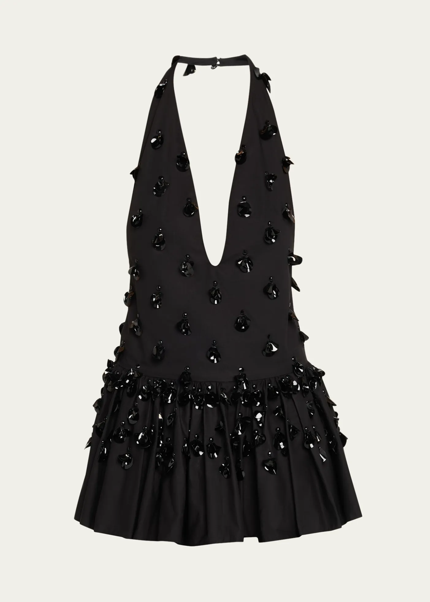 DiotimaEmbellished Plunging Ruffle Halter Top