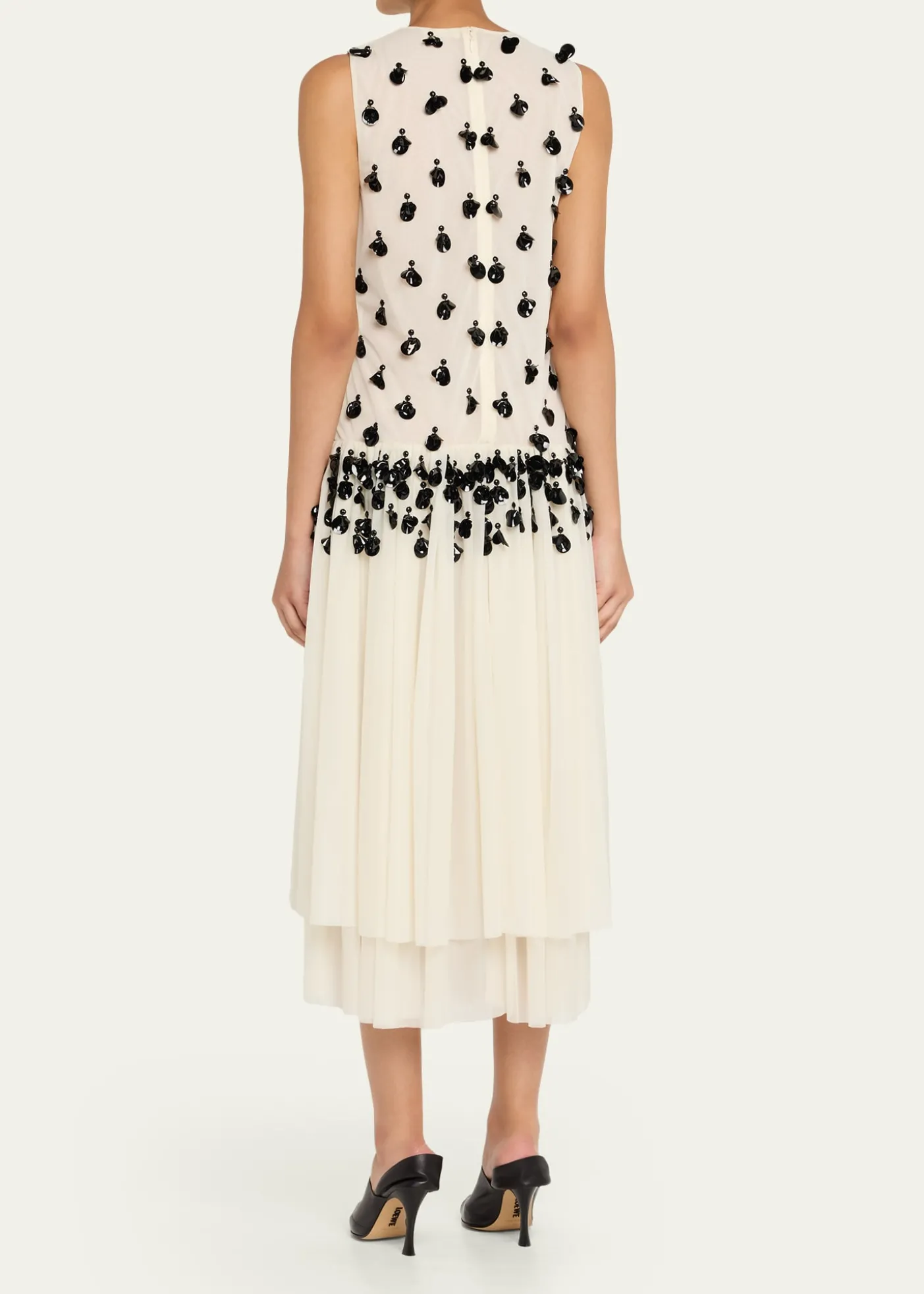 DiotimaEmbellished Sleeveless Tiered Midi Dress