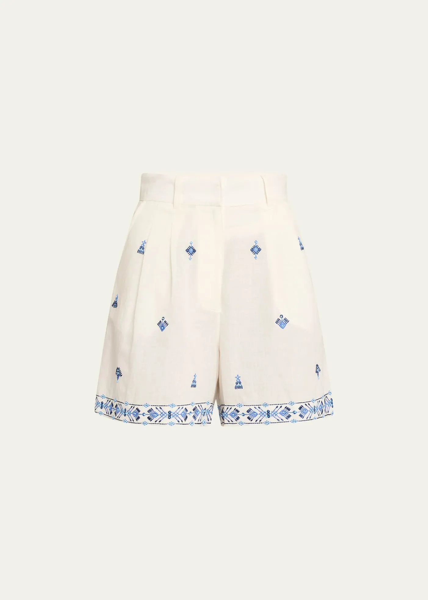 EMPORIO SIRENUSEBeatrice Astragal Embroidered Linen Shorts