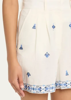EMPORIO SIRENUSEBeatrice Astragal Embroidered Linen Shorts