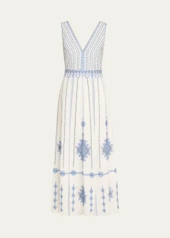EMPORIO SIRENUSENellie Astragal Embroidered Sleeveless Maxi Dress