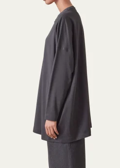 EskandarRound Neck Long Sleeve Cotton T-Shirt