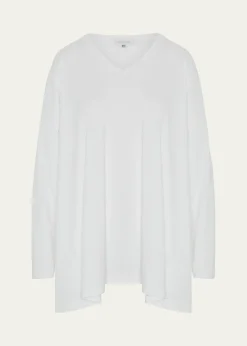 EskandarSide-Paneled V-Neck T-Shirt (Long Length)