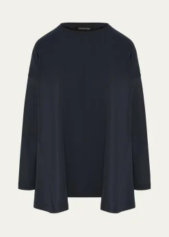 EskandarSide Panelled Round Neck Long Sleeve T-Shirt (Mid Plus Length)