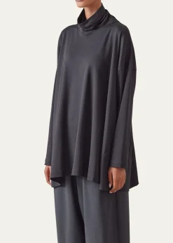 EskandarSide Panelled Scrunch Neck T-Shirt (Long Length)