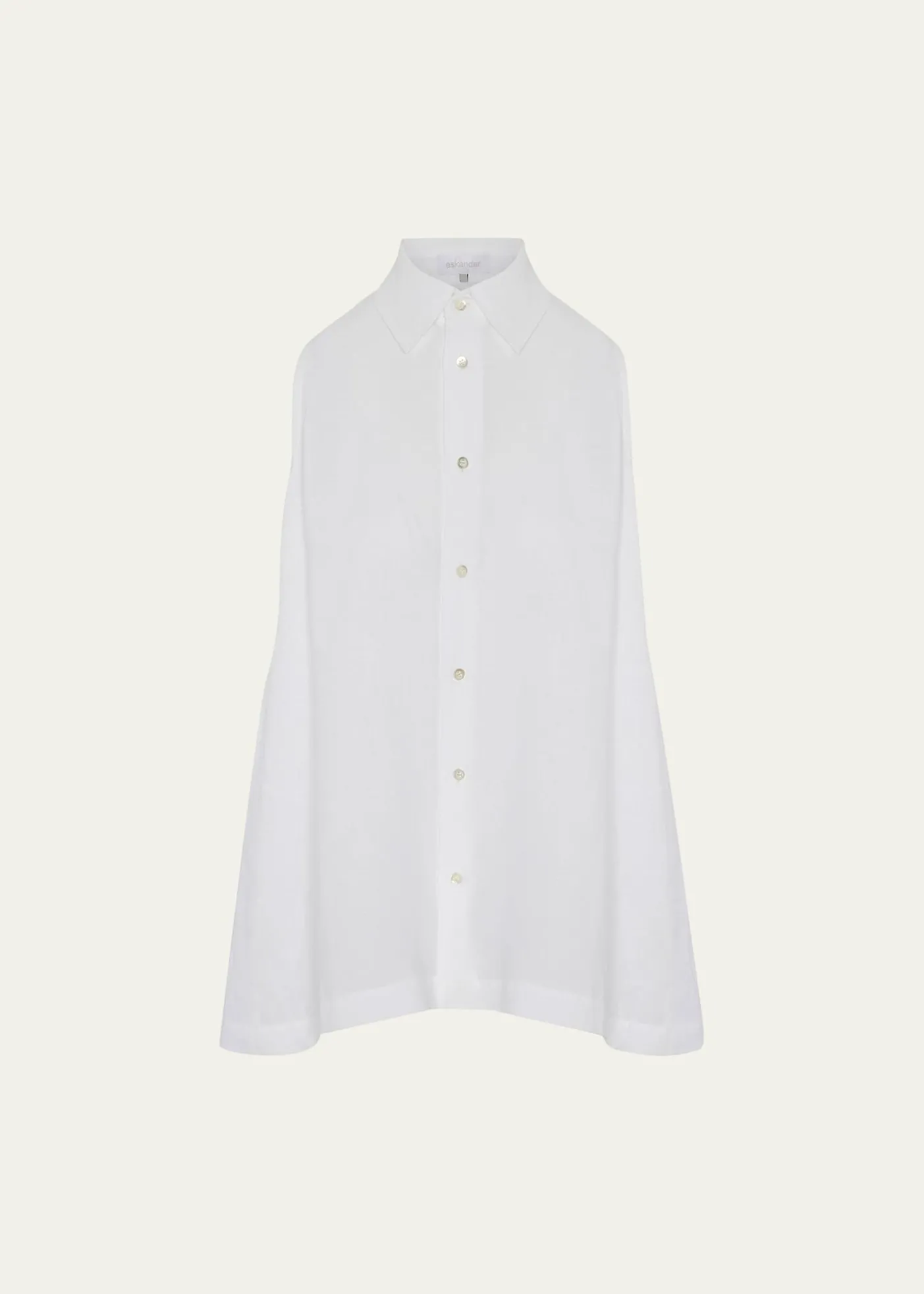 EskandarSide Pleated Sleeveless Shirt With Collar - Long Length