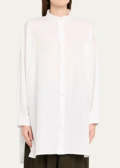 EskandarWide A-Line Collarless Classic Shirt (Long Plus)