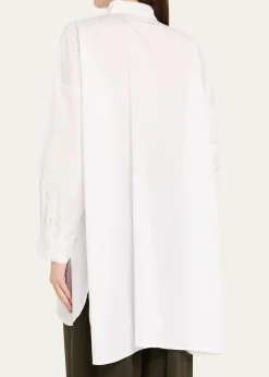 EskandarWide A-Line Collarless Classic Shirt (Long Plus)