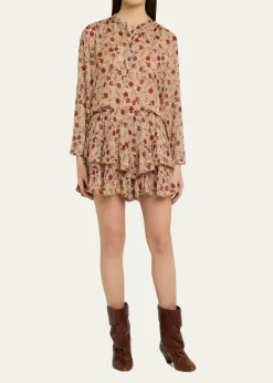 Etoile Isabel MarantJocadia Floral Ruffled Cotton Miniskirt