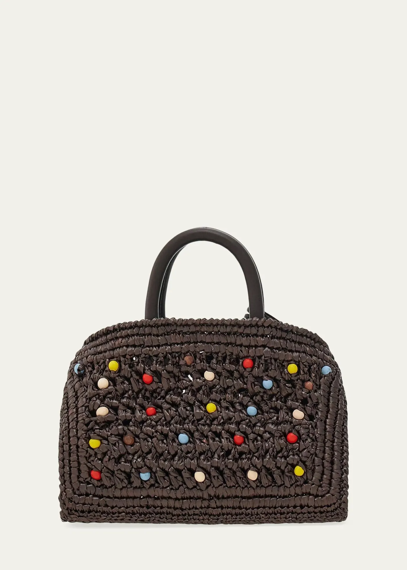 FerragamoHug Beaded Raffia Top-Handle Bag