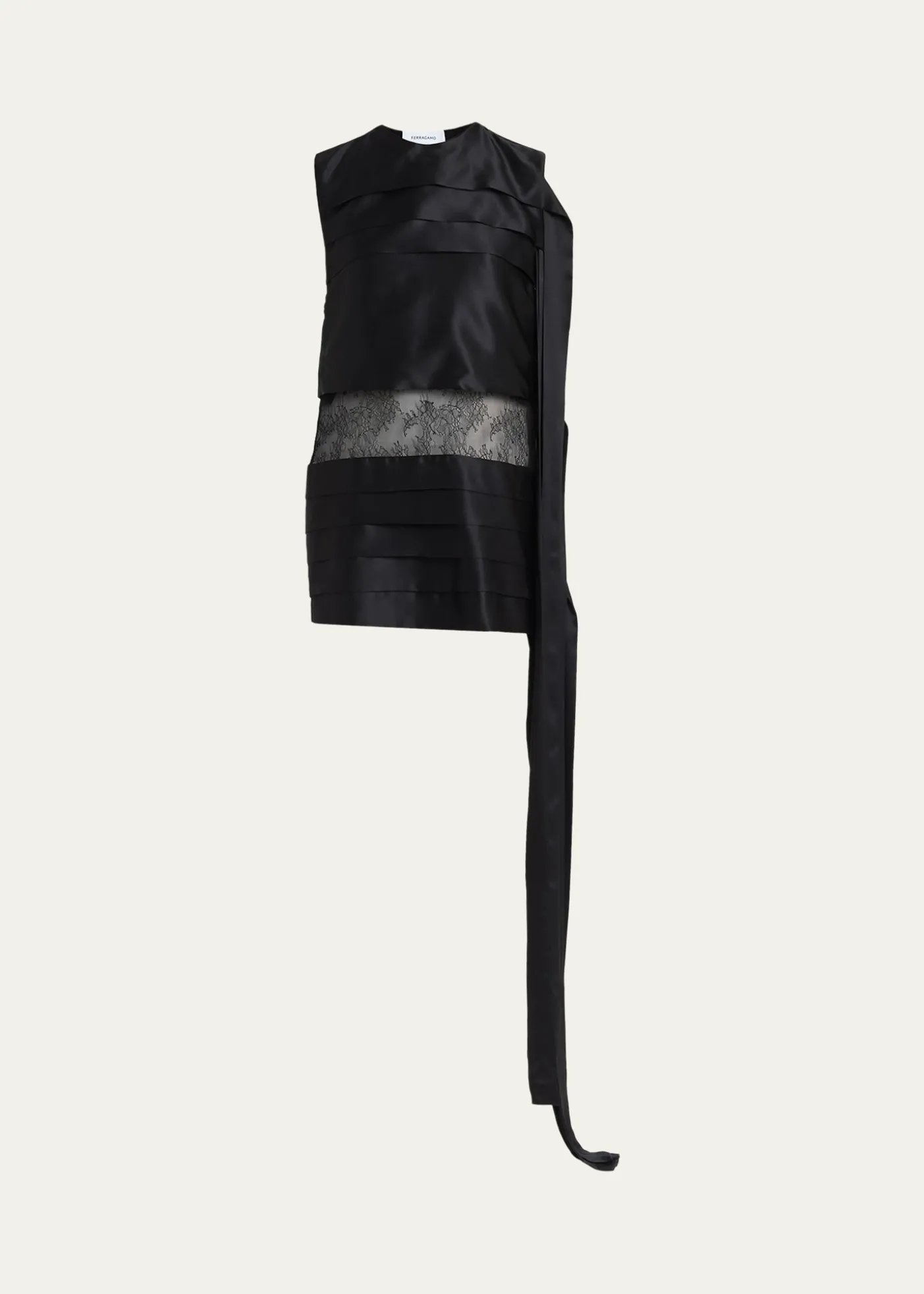 FerragamoLace-Inset Tiered Silk Mini Dress