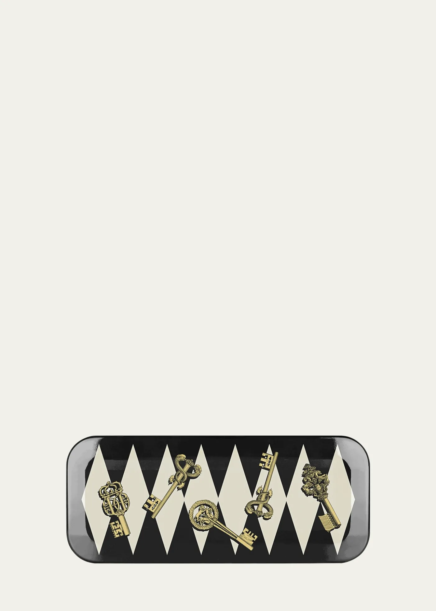 FornasettiChiavi Gold and Rombi Tray - 25x60 cm
