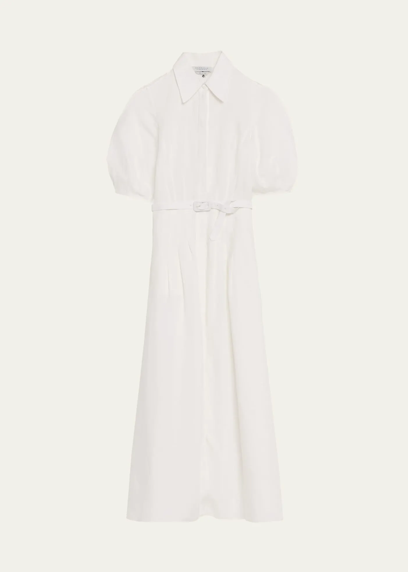 Gabriela HearstMaude Linen Puff-Sleeve Belted Midi Shirtdress