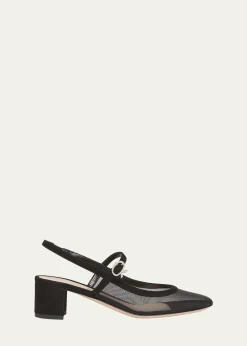 Gianvito RossiMesh Mary Jane Ballerina Pumps