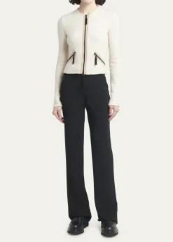 Giorgio ArmaniContrast Grosgrain Zip-Front Cashmere Silk Jacket