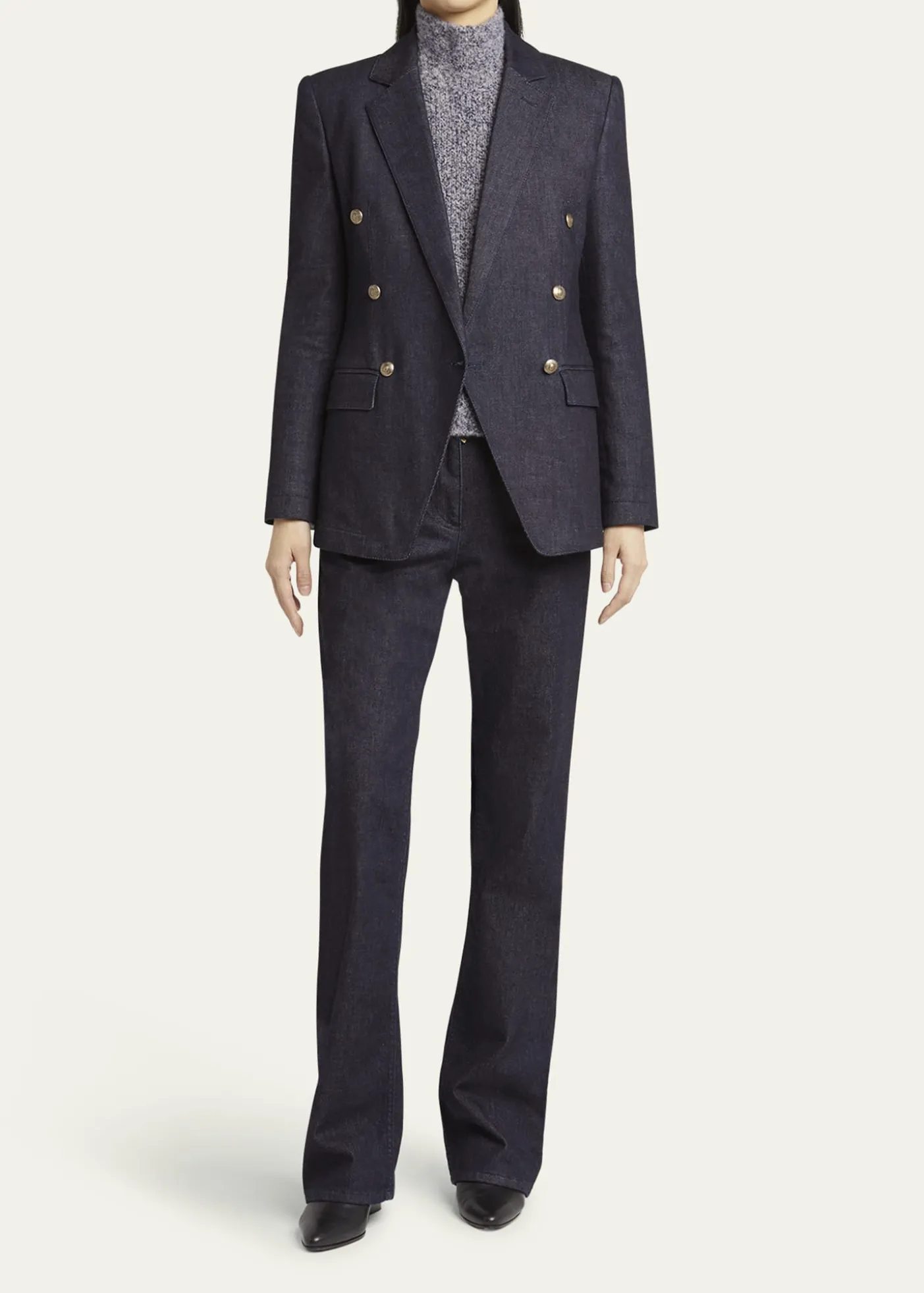 Giorgio ArmaniCotton-Cashmere Denim Straight-Leg Trousers