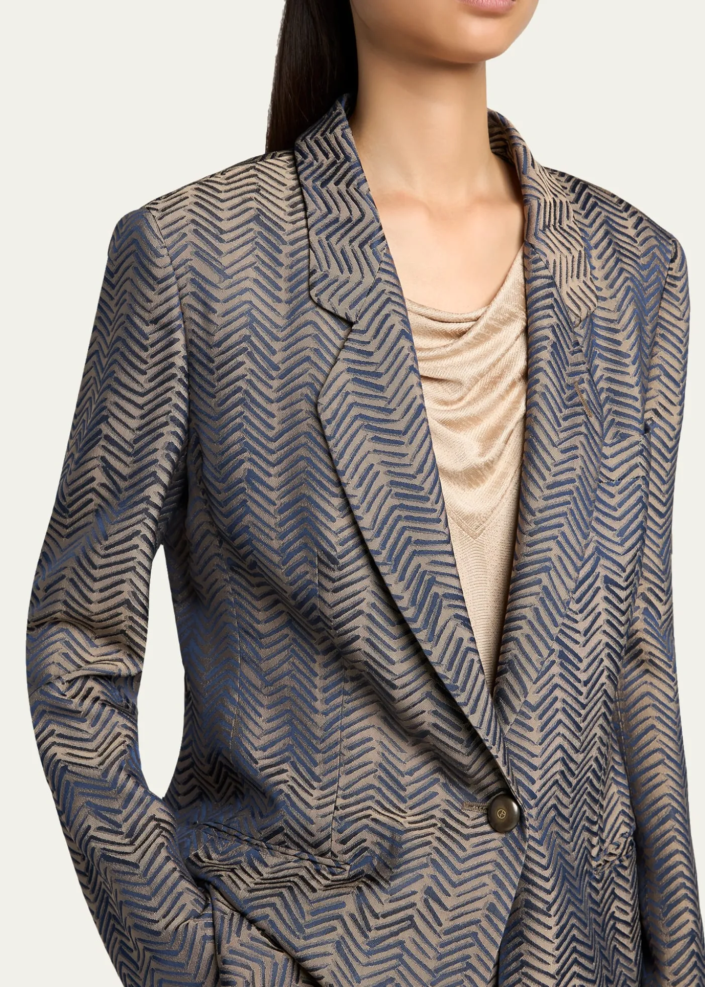 Giorgio ArmaniHerringbone Jacquard Single-Breasted Jacket