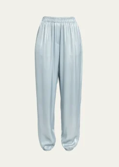Giorgio ArmaniLaminated Viscose Satin Jogger Pants