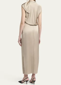 Giorgio ArmaniLong Cowl-Neck Double Satin Dress