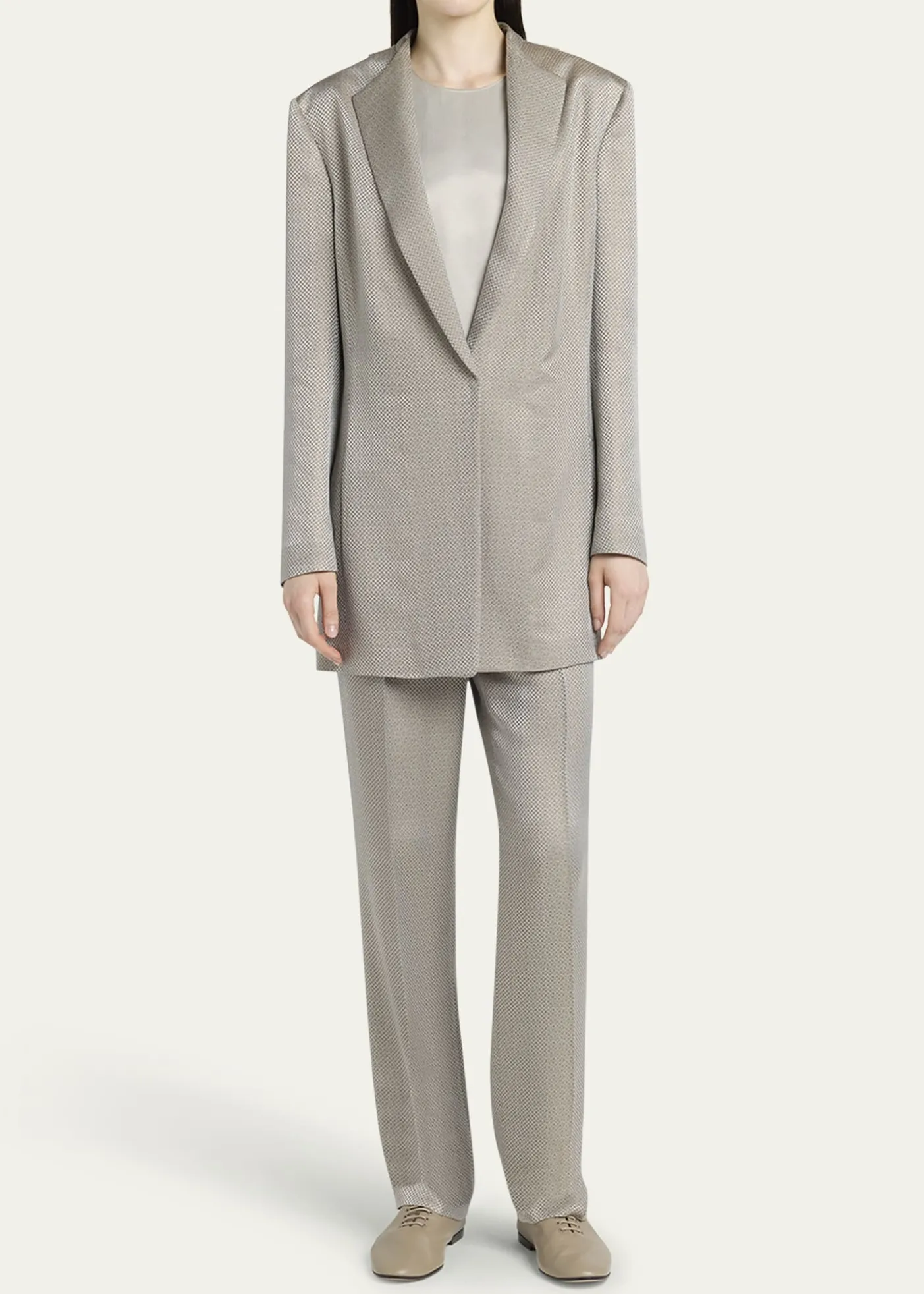 Giorgio ArmaniMicro Jacquard Straight-Leg Pull-On Trousers