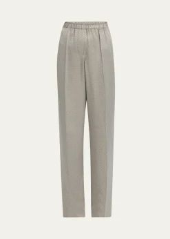 Giorgio ArmaniMicro Jacquard Straight-Leg Pull-On Trousers