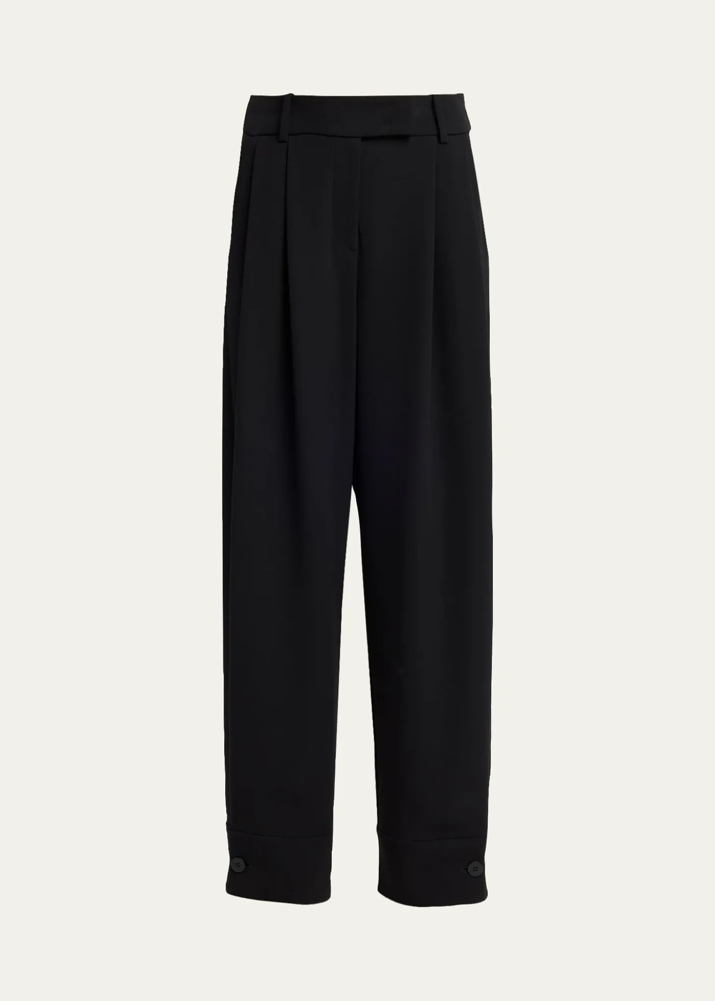 Giorgio ArmaniPleated Silk Wide-Leg Cuffed Trousers