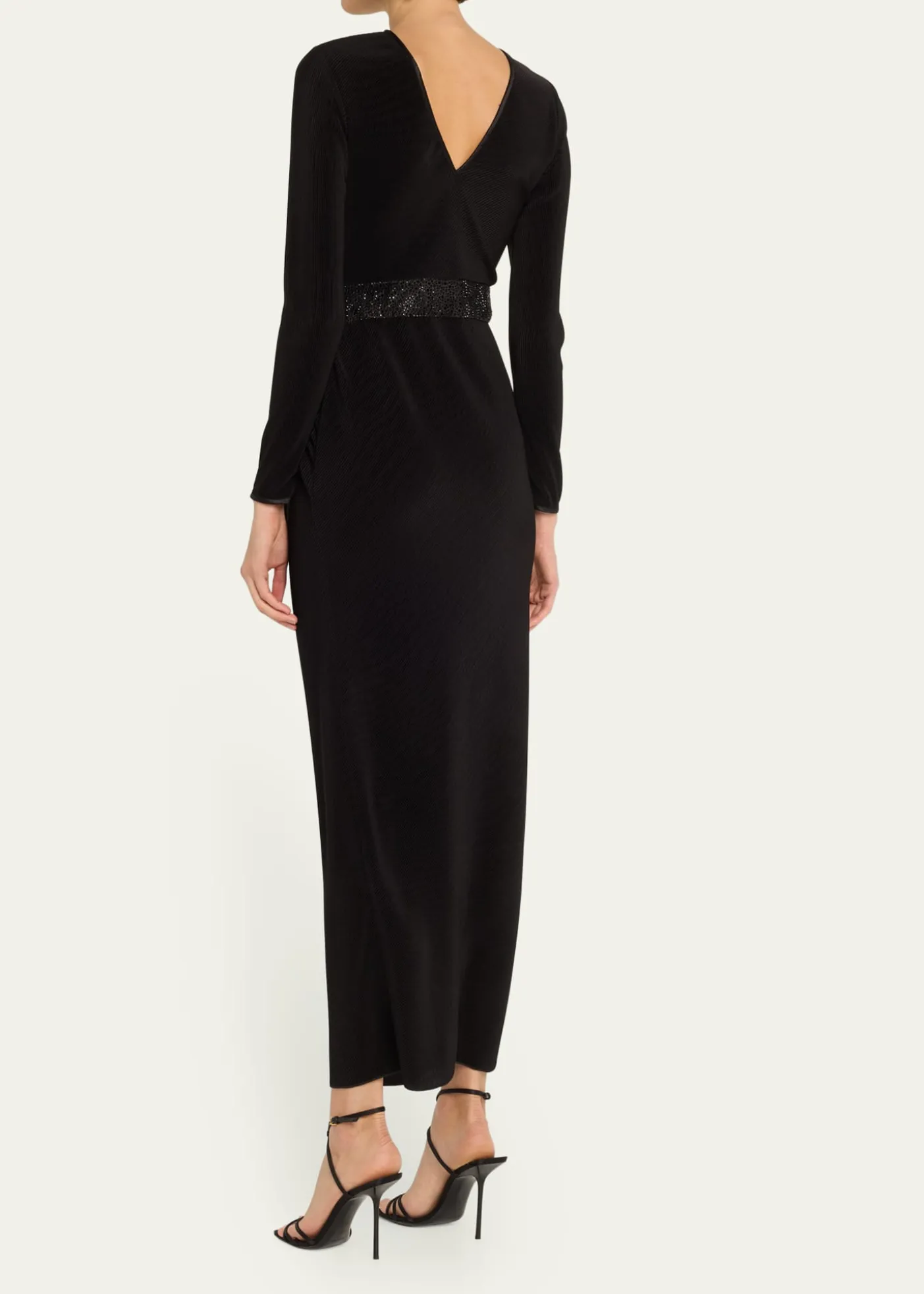 Giorgio ArmaniPlisse Jersey Gown with Beaded Hip Detail