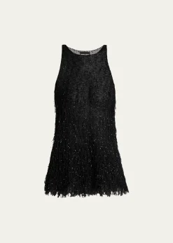 Giorgio ArmaniSleeveless Beaded Fringe Knit Top