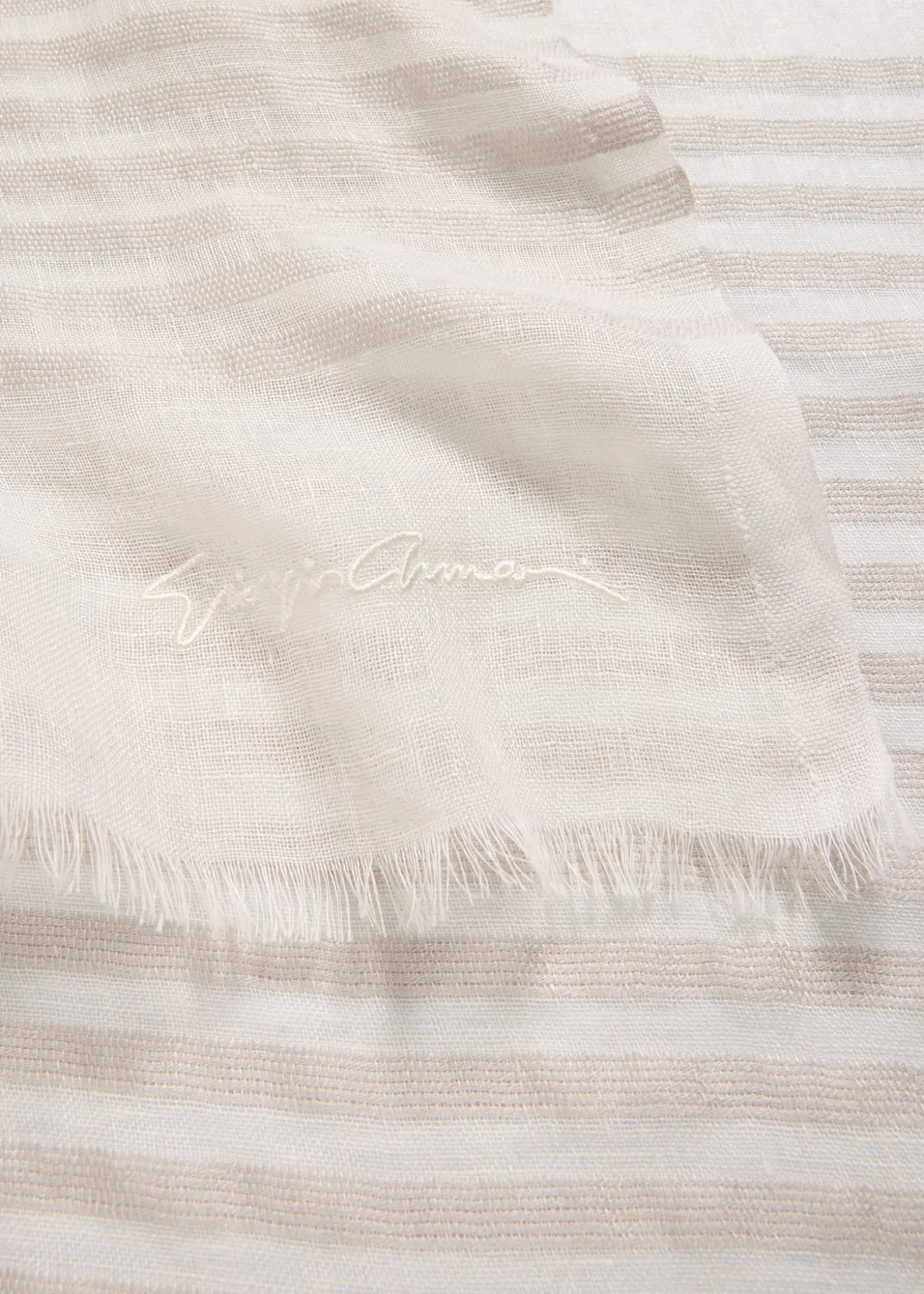 Giorgio Armani Striped Linen-Cotton Jacquard Stole, 80" x 28"