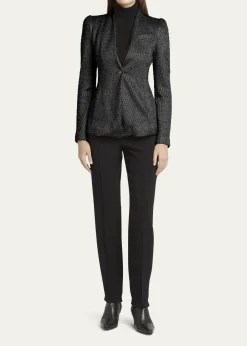 Giorgio ArmaniTextured Jersey Jacquard Single-Breasted Blazer