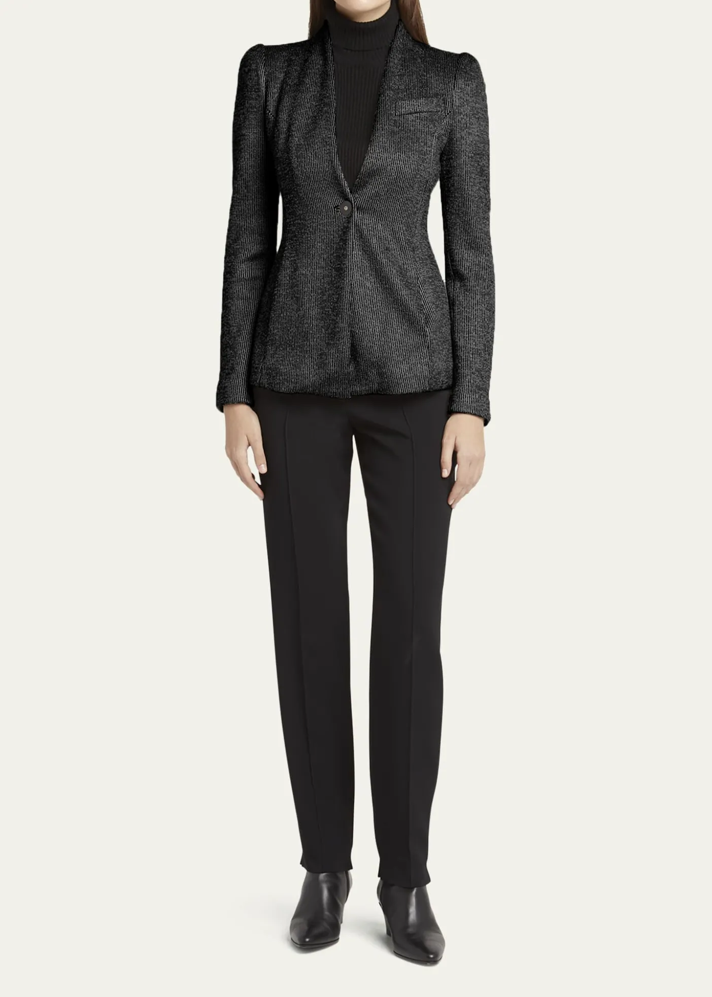 Giorgio ArmaniTextured Jersey Jacquard Single-Breasted Blazer