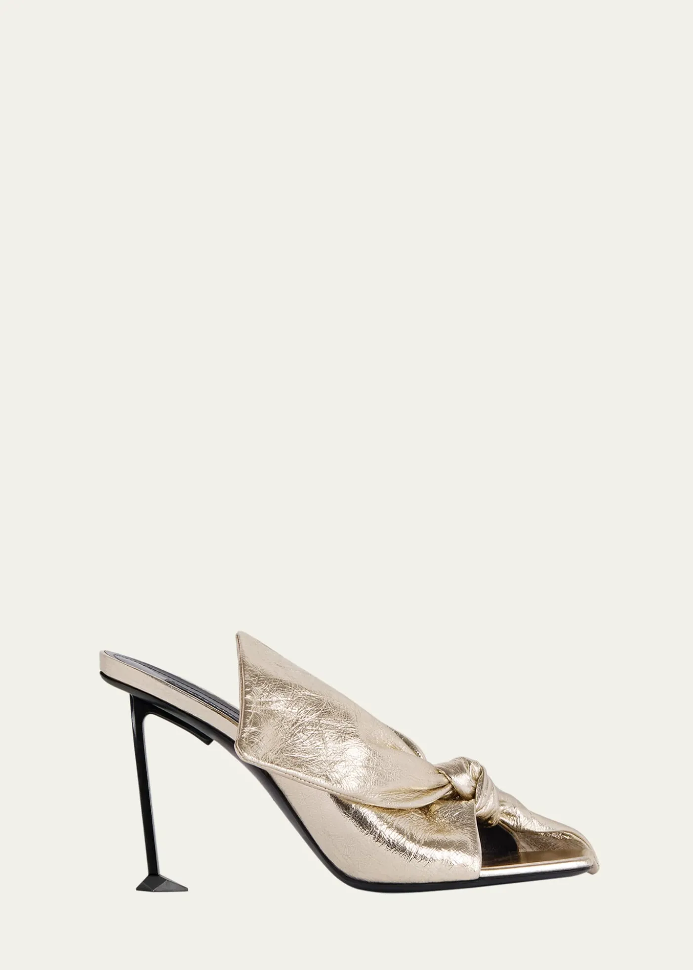 Givenchy95mm Crinkled Metallic Leather Bow Mules