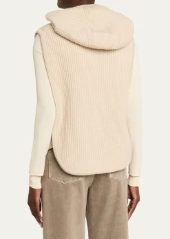 God's True CashmereMelange Cashmere Rib Hooded Vest