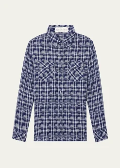 God's True CashmereShibori Plaid Cashmere Sport Shirt