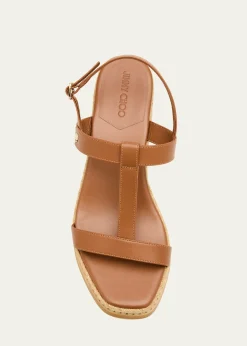 Jimmy ChooTheia 60 Leather Wedge Sandals