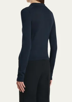 KhaiteMikel Long-Sleeve Knit Polo Top