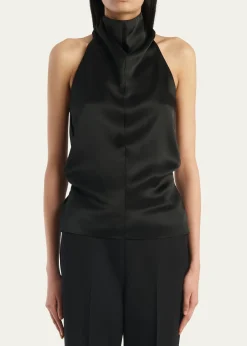 KhaiteRone Draped Satin Halter Top