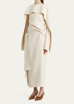 KhaiteYon Knot Draped Long-Sleeve Maxi Dress
