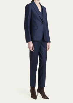 KitonWool-Cashmere Pinstripe Single-Breasted Jacket
