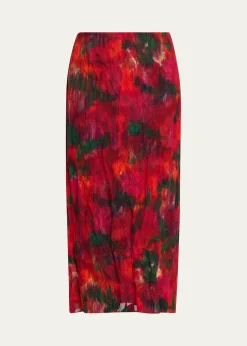 Lafayette 148 New YorkAbstract-Print Crinkled Cotton Midi Skirt