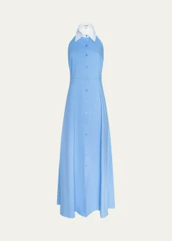 L'AgenceMaurie Cotton Poplin Halter Maxi Dress