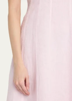 L'AgenceMitzy Seamed Linen Midi Dress