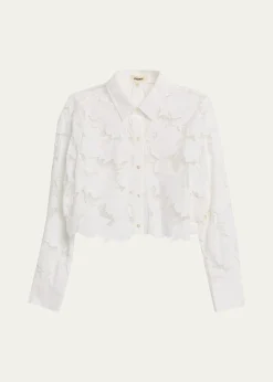 L'AgenceSeychelle Eyelet Embroidered Cropped Shirt