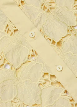 L'AgenceSeychelle Floral Eyelet-Embroidered Cropped Shirt