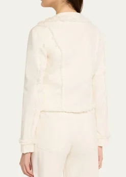 L'AgenceYarin Fringe-Trim Collarless Denim Jacket