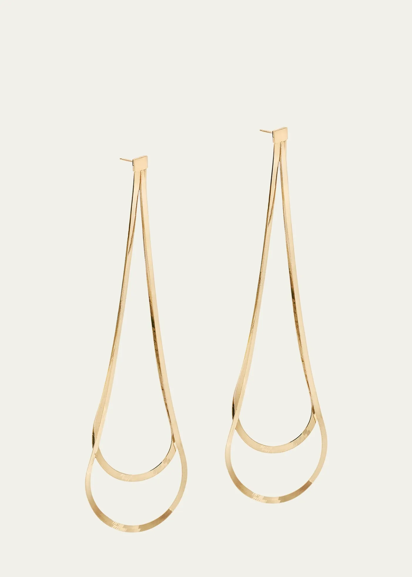 Lana14K Gold Linear Looped Herringbone Earrings, 5.5"L