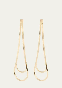 Lana14K Gold Linear Looped Herringbone Earrings, 5.5