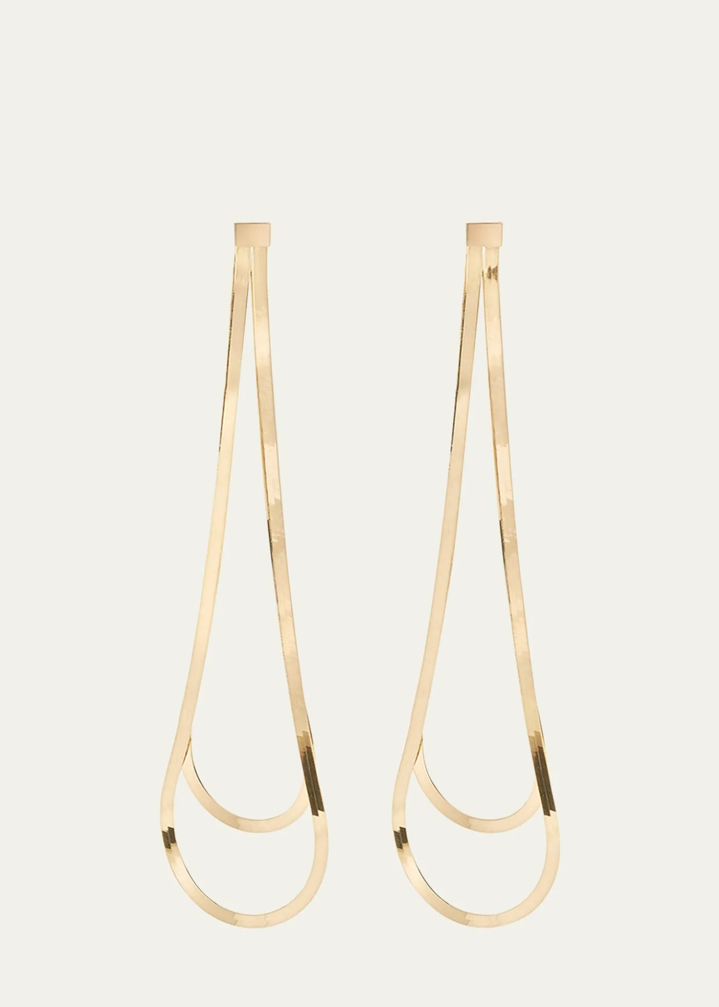Lana14K Gold Linear Looped Herringbone Earrings, 5.5"L