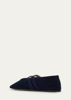 Le Monde BerylClaudia Suede Western-Buckle Ballerina Flats
